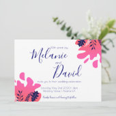 トロピッインスパイアクネイビーブルー熱ピッ結婚クズカード 招待状 (スタンド正面)