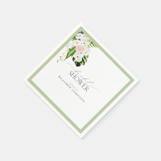 トロピッエレガントクオーキッドウォーターカラーブライダルシャワー スタンダードカクテルナプキン (角)