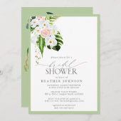 トロピッエレガントクオーキッドウォーターカラーブライダルシャワー 招待状 (正面/裏面)