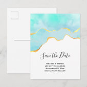 トロピッエレガントクグリーンと金ゴールド保存日 インビテーションポストカード (正面/裏面)