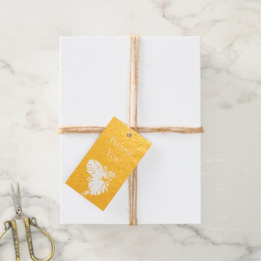 トロピッエレガントクグリーンウォーターのパーム葉 ギフトタグ (麻糸付属)