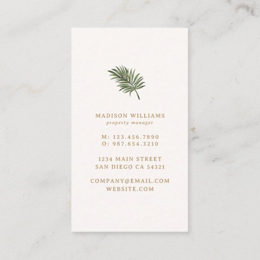 トロピッエレガントクパームツリーバケーションレンタル 名刺 (裏面)