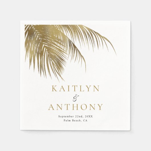 トロピッエレガントクパームツリービーチ結婚式 スタンダードカクテルナプキン (正面)