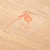 トロピッエレガントクパーム結婚ツリー アクリル招待状 (レイダウン)