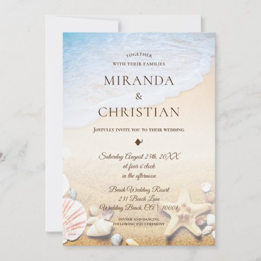 トロピッエレガントクヒトデビーチ結婚式招待状 招待状 (正面)