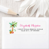 トロピッエレガントクピンクティール(緑がかった色)フローラ差出人住所 ラベル (インサイチュ)