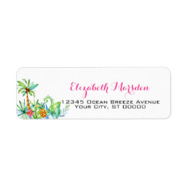 トロピッエレガントクピンクティール（緑がかった色）フローラ差出人住所 ラベル