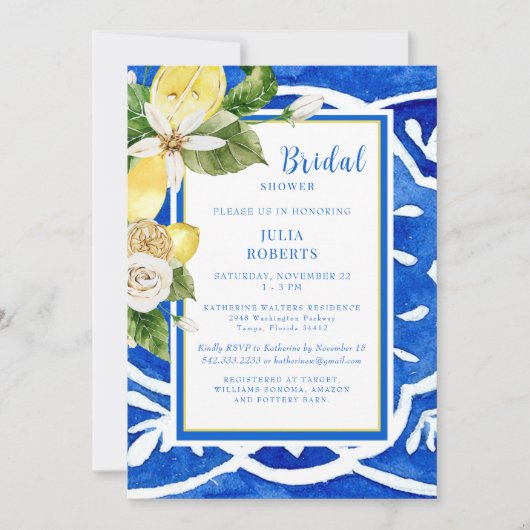 トロピッエレガントク地中海のフローラコバルトブルー 招待状 (正面)