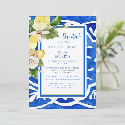 トロピッエレガントク地中海のフローラコバルトブルー 招待状 (スタンド正面)