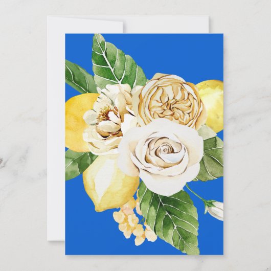 トロピッエレガントク地中海のフローラコバルトブルー 招待状 (裏面)