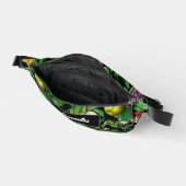 トロピッエレガントク果実ブラックパターンのモノグラム ファニーパック (見開き)