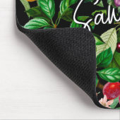 トロピッエレガントク果実ブラックパターンのモノグラム マウスパッド (コーナー)