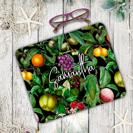 トロピッエレガントク果実ブラックパターンのモノグラム マウスパッド