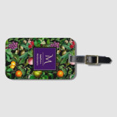 トロピッエレガントク果実ブラックパターンのモノグラム ラゲッジタグ (正面横)