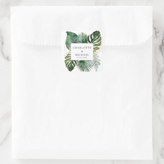 トロピッエレガントク植物トレン結婚ズ スクエアシール (バッグ)