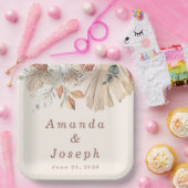 トロピッエレガントク水色春フローラ結婚ズ ペーパープレート (パーティー)