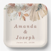 トロピッエレガントク水色春フローラ結婚ズ ペーパープレート (正面)