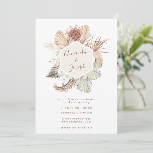 トロピッエレガントク水色春フローラ結婚ズ 招待状 (スタンド正面)