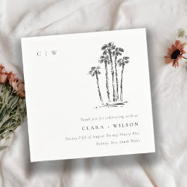 トロピッエレガントク沿岸パームツリースケッチ結婚ズ スタンダードカクテルナプキン