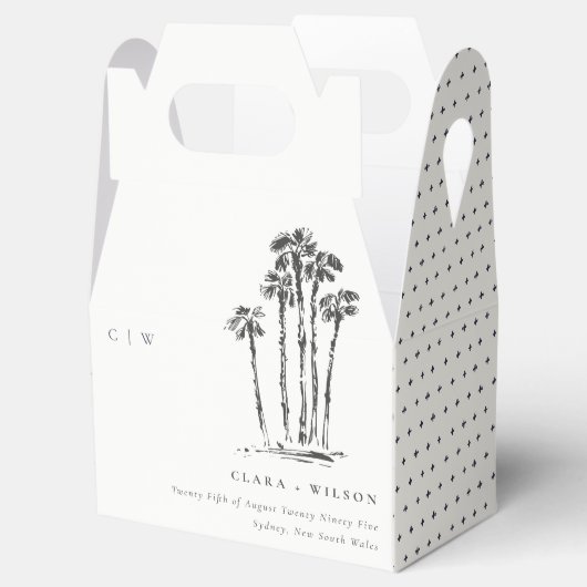 トロピッエレガントク沿岸パームツリースケッチ結婚ズ フェイバーボックス (オープン)