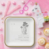 トロピッエレガントク沿岸パームツリースケッチ結婚ズ ペーパープレート (パーティー)