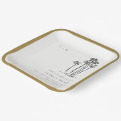 トロピッエレガントク沿岸パームツリースケッチ結婚ズ ペーパープレート (傾斜あり)