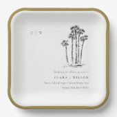 トロピッエレガントク沿岸パームツリースケッチ結婚ズ ペーパープレート (正面)