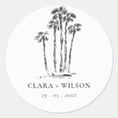 トロピッエレガントク沿岸パームツリースケッチ結婚ズ ラウンドシール (正面)