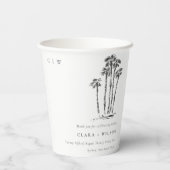 トロピッエレガントク沿岸パームツリースケッチ結婚ズ 紙コップ (裏面)