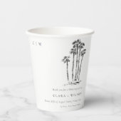 トロピッエレガントク沿岸パームツリースケッチ結婚ズ 紙コップ (正面)