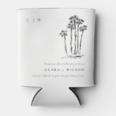 トロピッエレガントク沿岸パームツリースケッチ結婚ズ 缶クーラー (正面)