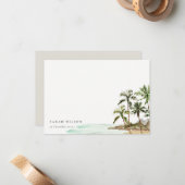 トロピッエレガントク素朴パームツリーズビーチ砂 ノートカード (正面/裏面インサイチュ)