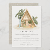 トロピッエレガントク素朴パームビーチシャッ結婚クス サンキューカード (正面/裏面)