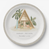 トロピッエレガントク素朴パームビーチシャッ結婚クス ペーパープレート (正面)