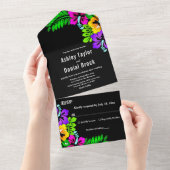 トロピッエレガントク素朴ボホブラックフローラ結婚ズ オールインワン招待状 (貼ってはがせる)