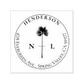 トロピッエレガントク結婚・パームのイニシャルと住所 セルフインキングスタンプ (デザイン)