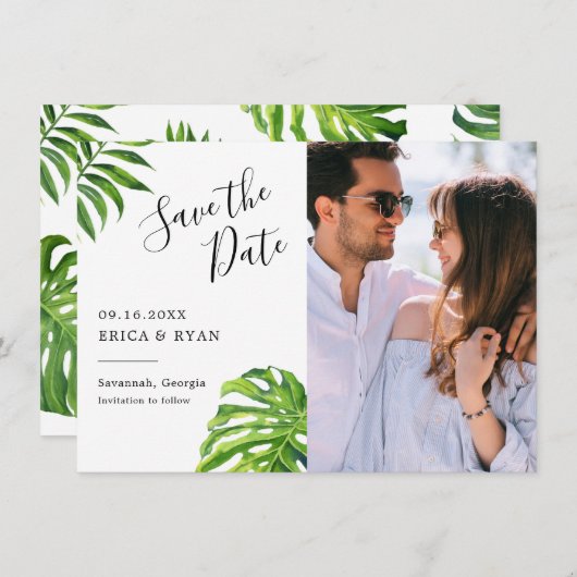 トロピッエレガントク葉な写真の日付を保存 (正面/裏面)