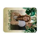 トロピッエレガントク葉な写真の日付を保存 マグネット (横)