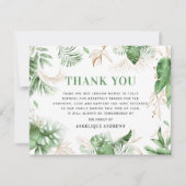 トロピッエレガントク・グリーン&金ゴールド悔やみや弔慰 サンキューカード (正面)