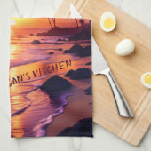トロピッカスタマイズク・サンセットビーチ – ドリーミー・コースト キッチンタオル (四つ折り)