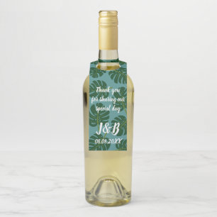 トロピッカスタムクなモンステラ葉パームの結婚式のパーティー ボトルネックタグ