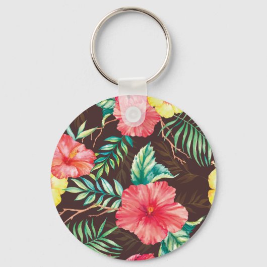トロピッカラフルクの花の背景(暗) キーホルダー (正面)