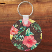 トロピッカラフルクの花の背景(暗) キーホルダー (裏面)