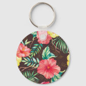 トロピッカラフルクの花の背景(暗) キーホルダー (裏面)
