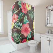 トロピッカラフルクの花の背景（暗） シャワーカーテン (インサイチュ)