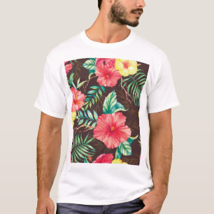 トロピッカラフルクの花の背景(暗) Tシャツ