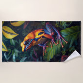 トロピッカラフルクゴールデンフロッグビーチタオル ビーチタオル (正面)