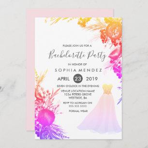 トロピッカラフルクドレスバチェロレッテ招待状 招待状