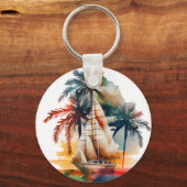トロピッカラフルクパームと帆船キーチェーン キーホルダー (裏面)