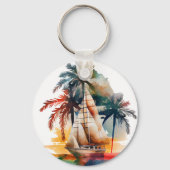 トロピッカラフルクパームと帆船キーチェーン キーホルダー (裏面)